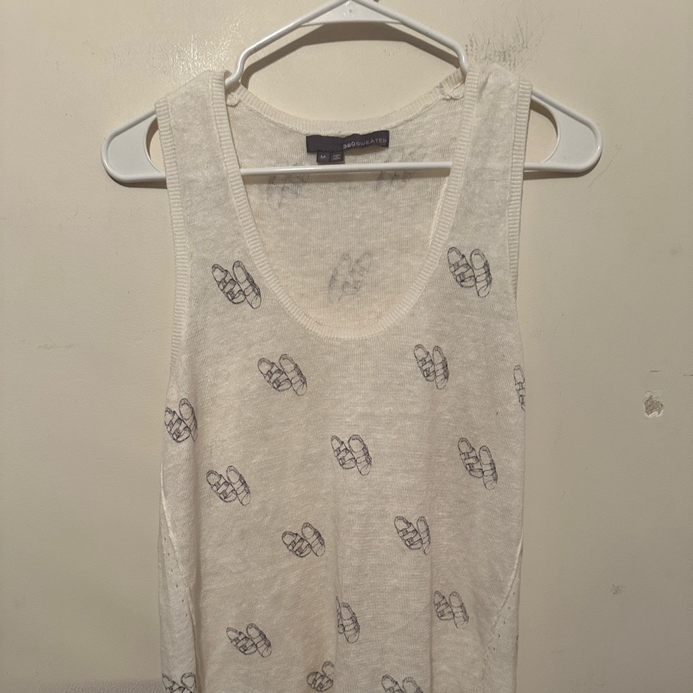360 Cashmere Sleeveless Sandal Print Linen Tank Top Women’s Medium